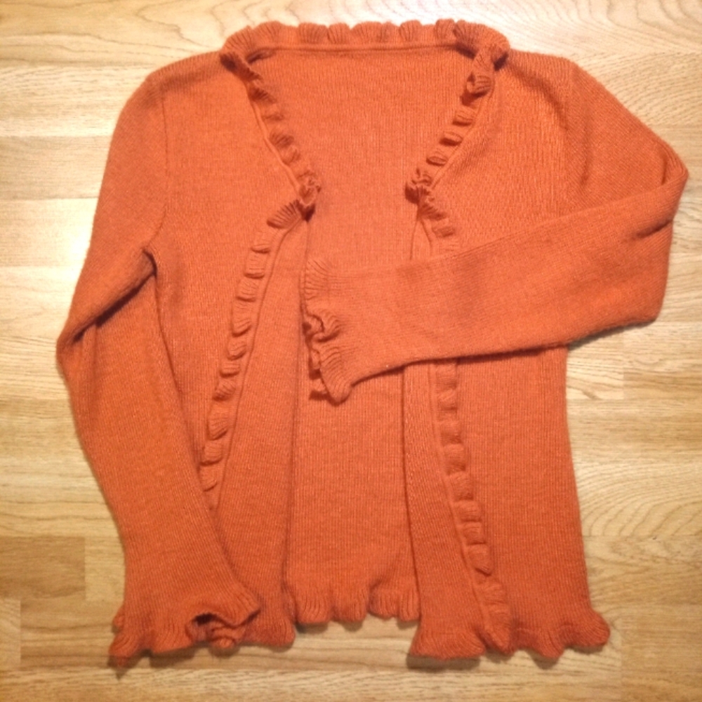 Precious Burnt Orange Frilly Cardigan